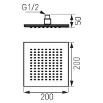 Casa si Gradina - Sanitare - Lavoar baie si accesorii - Accesorii baterii sanitare - Palarie de dus patrata 200x200 mm crom Ferro - Infinity.ro
