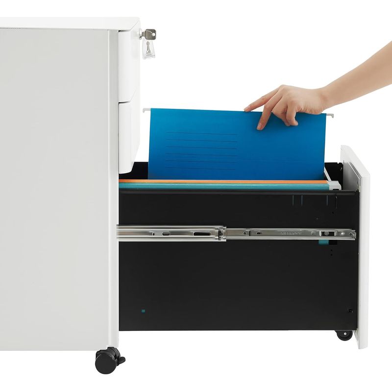 Casa si Gradina - Mobilier - Mese si birouri - Birouri - Dulap birou rollbox, cu 3 sertare si roti, corp metalic preasamblat cu incuietoare, pentru documente A4, 46x30x59 cm - Infinity.ro