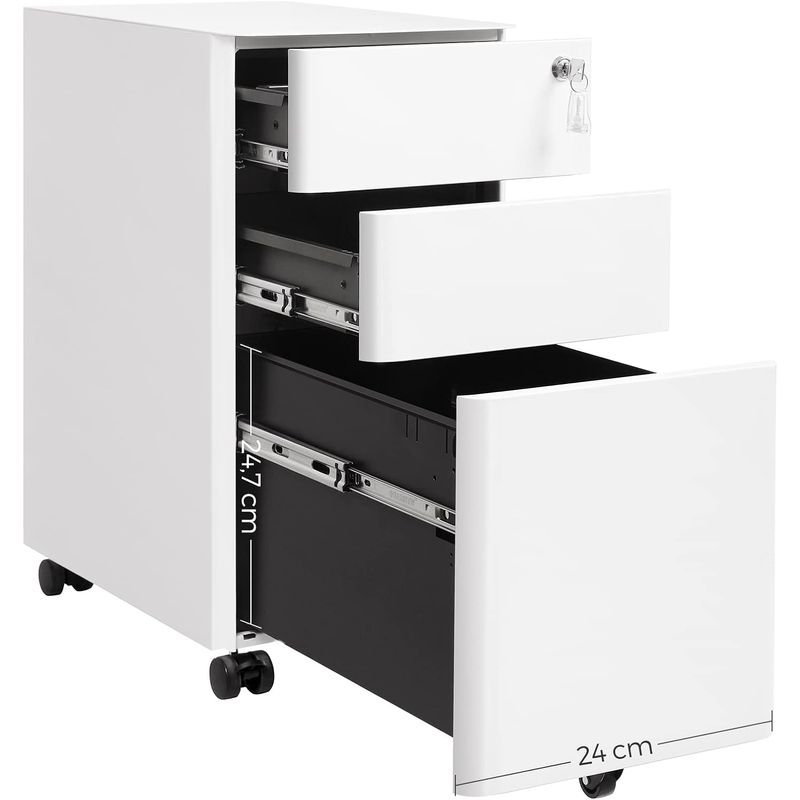 Casa si Gradina - Mobilier - Mese si birouri - Birouri - Dulap birou rollbox, cu 3 sertare si roti, corp metalic preasamblat cu incuietoare, pentru documente A4, 46x30x59 cm - Infinity.ro