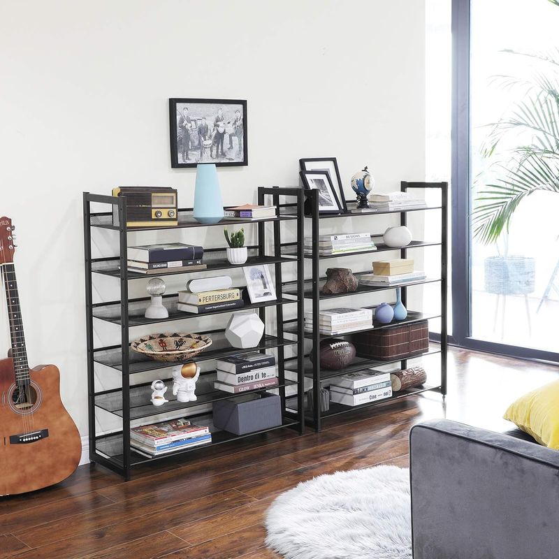 Casa si Gradina - Mobilier - Dulapuri si sifoniere - Dulapuri pantofi - Raft pentru pantofi suprapozabil, pe 12 nivele, din metal, cu rafturi reglabile, pentru 48-60 perechi, 31x 93x223cm - Infinity.ro