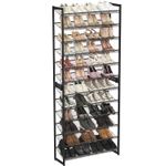 Casa si Gradina - Mobilier - Dulapuri si sifoniere - Dulapuri pantofi - Raft pentru pantofi suprapozabil, pe 12 nivele, din metal, cu rafturi reglabile, pentru 48-60 perechi, 31x 93x223cm - Infinity.ro