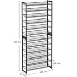 Casa si Gradina - Mobilier - Dulapuri si sifoniere - Dulapuri pantofi - Raft pentru pantofi suprapozabil, pe 12 nivele, din metal, cu rafturi reglabile, pentru 48-60 perechi, 31x 93x223cm - Infinity.ro