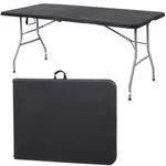 Casa si Gradina - Gradina si terasa - Mobilier exterior - Seturi mobila gradina - Masa dreptunghiulara pliabila multifunctionala, 180x75x75cm, neagra - Infinity.ro