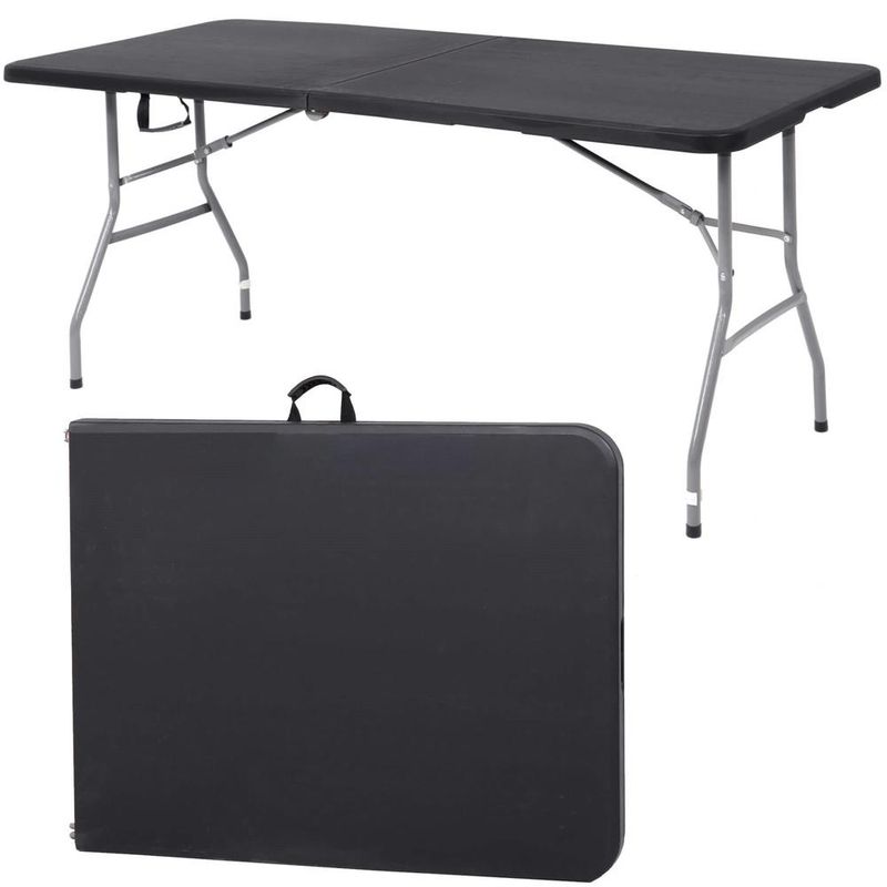 Casa si Gradina - Gradina si terasa - Mobilier exterior - Seturi mobila gradina - Masa dreptunghiulara pliabila multifunctionala, 180x75x75cm, neagra - Infinity.ro