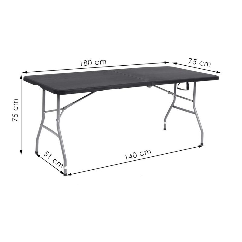 Casa si Gradina - Gradina si terasa - Mobilier exterior - Seturi mobila gradina - Masa dreptunghiulara pliabila multifunctionala, 180x75x75cm, neagra - Infinity.ro