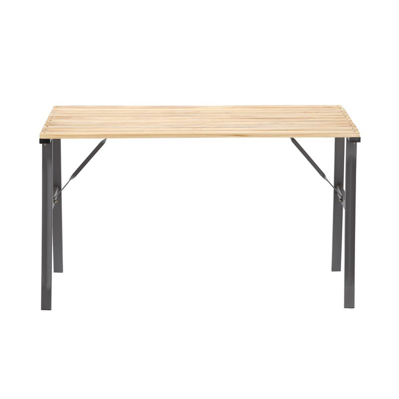 Casa si Gradina - Gradina si terasa - Mobilier exterior - Seturi mobila gradina - Masa de gradina cu cadru metalic si blat din lemn impregnat, 120x60x71 cm, natur - Infinity.ro