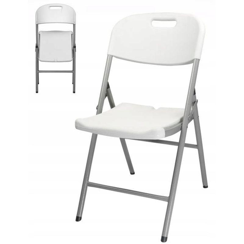 Casa si Gradina - Gradina si terasa - Mobilier exterior - Seturi mobila gradina - Scaun pliabil 54x46x86 cm, otel si HDPE, antiderapant, alb - Infinity.ro