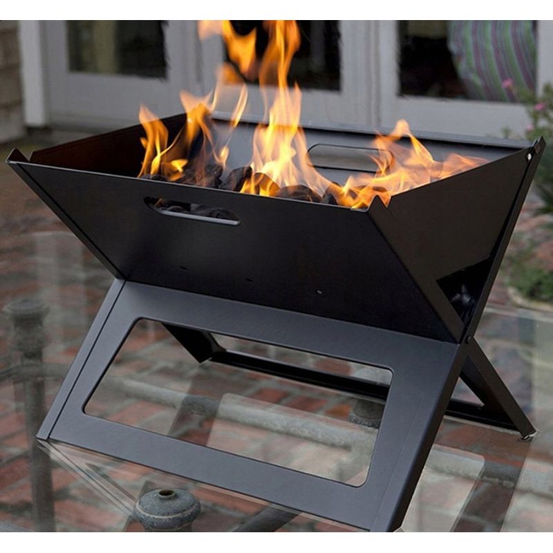 Casa si Gradina - Gradina si terasa - Gratare si accesorii - Gratare de gradina - Gratar metalic pe carbune, pliabil, din otel cu tava cromata, 46x31x29cm, negru - Infinity.ro