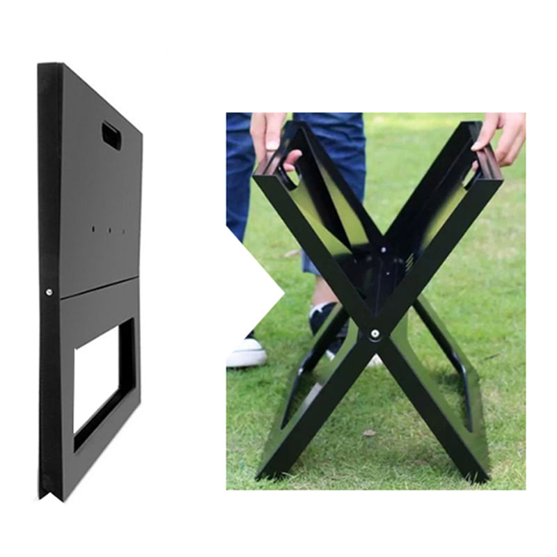 Casa si Gradina - Gradina si terasa - Gratare si accesorii - Gratare de gradina - Gratar metalic pe carbune, pliabil, din otel cu tava cromata, 46x31x29cm, negru - Infinity.ro