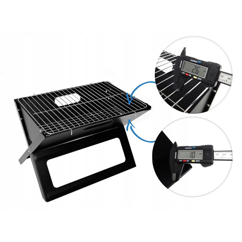 Casa si Gradina - Gradina si terasa - Gratare si accesorii - Gratare de gradina - Gratar metalic pe carbune, pliabil, din otel cu tava cromata, 46x31x29cm, negru - Infinity.ro