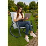 Casa si Gradina - Gradina si terasa - Balansoare si hamace - Balansoare - Scaun balansoar de gradina din metal si textil, 60x104x95 cm, capacitate 120 kg, gri - Infinity.ro