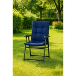 Casa si Gradina - Gradina si terasa - Mobilier exterior - Seturi mobila gradina - Scaun pliabil de gradina cu perna, structura metalica, 59x66x90 cm, albastru - Infinity.ro