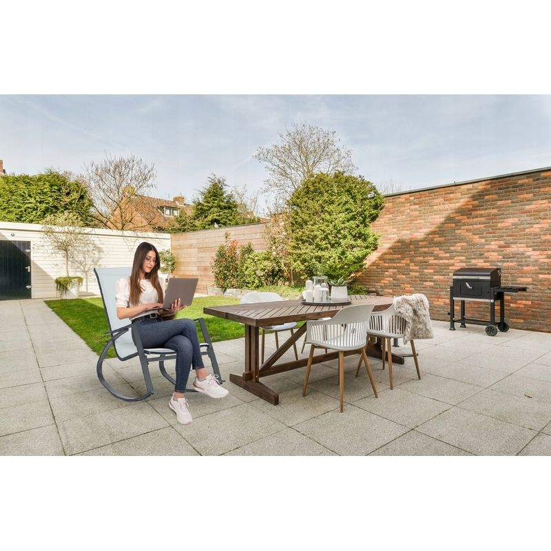 Casa si Gradina - Gradina si terasa - Balansoare si hamace - Balansoare - Scaun balansoar de gradina din metal si textil, 60x104x95 cm, capacitate 120 kg, gri - Infinity.ro