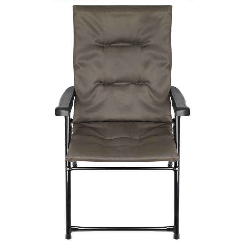 Casa si Gradina - Gradina si terasa - Mobilier exterior - Seturi mobila gradina - Scaun pliabil de gradina cu perna, structura metalica, 59x66x90 cm, maro - Infinity.ro