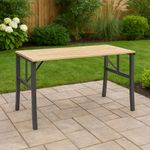 Casa si Gradina - Gradina si terasa - Mobilier exterior - Seturi mobila gradina - Masa de gradina cu cadru metalic si blat din lemn impregnat, 120x60x71 cm, natur - Infinity.ro