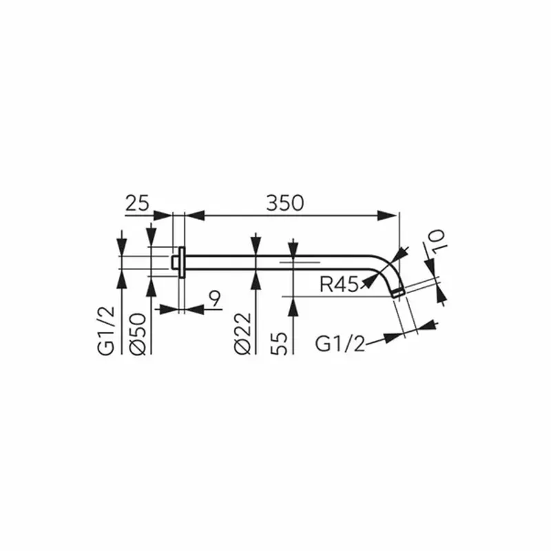 Casa si Gradina - Sanitare - Lavoar baie si accesorii - Accesorii baterii sanitare - Brat de dus Ferro crom lucios cu montare pe perete - Infinity.ro