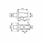 Casa si Gradina - Sanitare - Lavoar baie si accesorii - Accesorii baterii sanitare - Cot de iesire dus Ferro cu suport para crom lucios - Infinity.ro