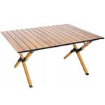 Casa si Gradina - Gradina si terasa - Mobilier exterior - Seturi mobila gradina - Masa pentru camping cu sistem de pliere rapida, cadru metalic, 90x60x44cm, maro - Infinity.ro