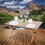 Casa si Gradina - Gradina si terasa - Mobilier exterior - Seturi mobila gradina - Masa pentru camping cu sistem de pliere rapida, cadru metalic, 90x60x44cm, maro - Infinity.ro