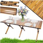 Casa si Gradina - Gradina si terasa - Mobilier exterior - Seturi mobila gradina - Masa pentru camping cu sistem de pliere rapida, cadru metalic otel, 118x60x45cm, maro - Infinity.ro
