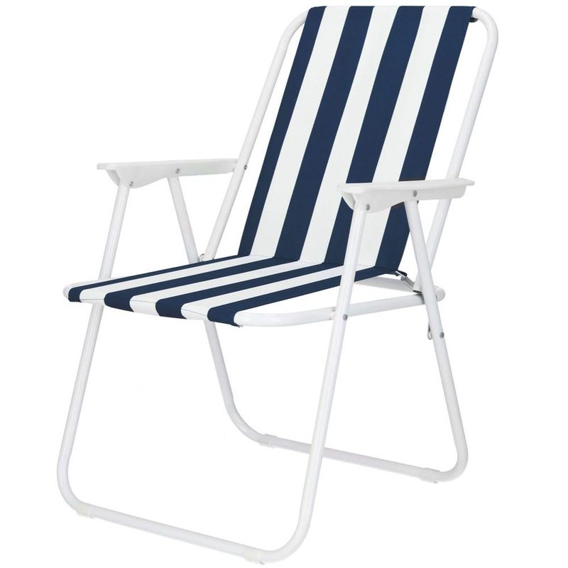 Casa si Gradina - Gradina si terasa - Mobilier exterior - Scaune si sezlonguri gradina - Scaun de plaja Sersimo GC050, pliabil, 100kg, 52x74cm, alb albastru - Infinity.ro