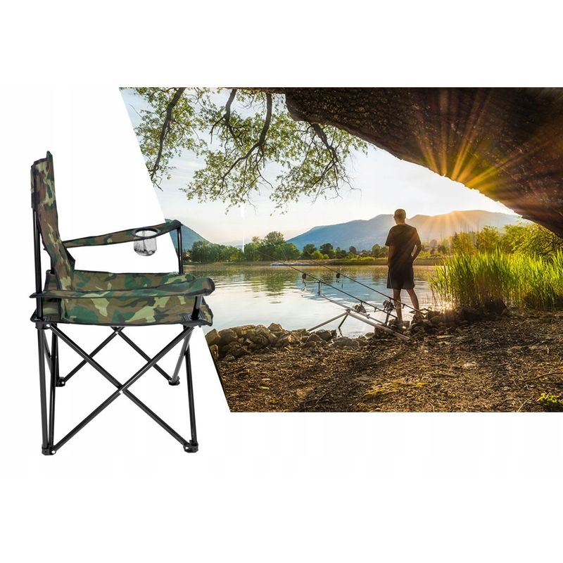 Casa si Gradina - Gradina si terasa - Mobilier exterior - Seturi mobila gradina - Scaun pliabil camping sau pescuit Sersimo, suport pahar, camuflaj - Infinity.ro