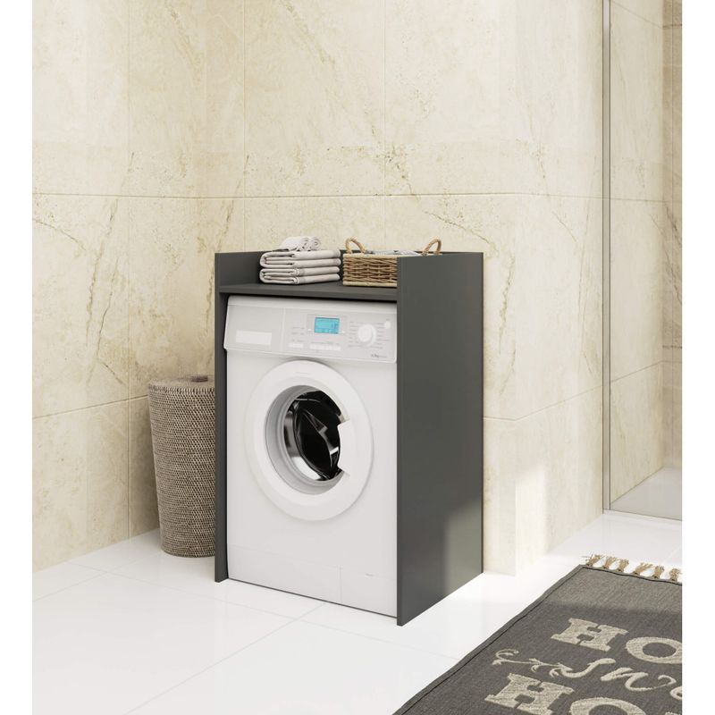 Casa si Gradina - Mobilier - Mobilier baie - Corpuri baie - Masca pentru masina de spalat cu polita, PAL laminat, 64x50x98 cm, gri grafit - Infinity.ro