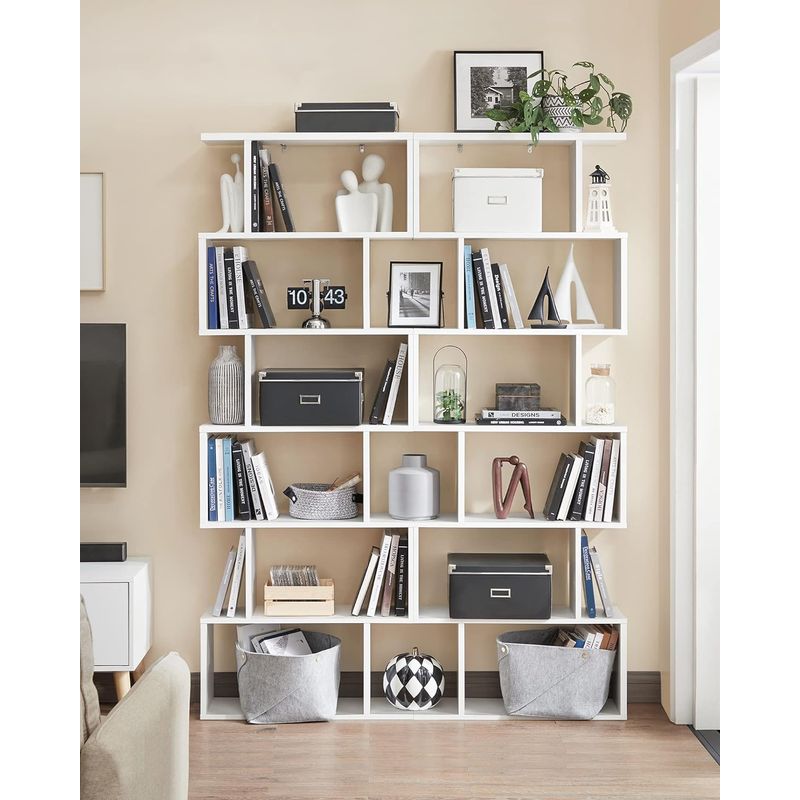 Casa si Gradina - Mobilier - Biblioteci si rafturi - Biblioteci - Biblioteca, raft cu 6 unitati de depozitare, pentru living, din lemn, 24x190x70cm, alb - Infinity.ro