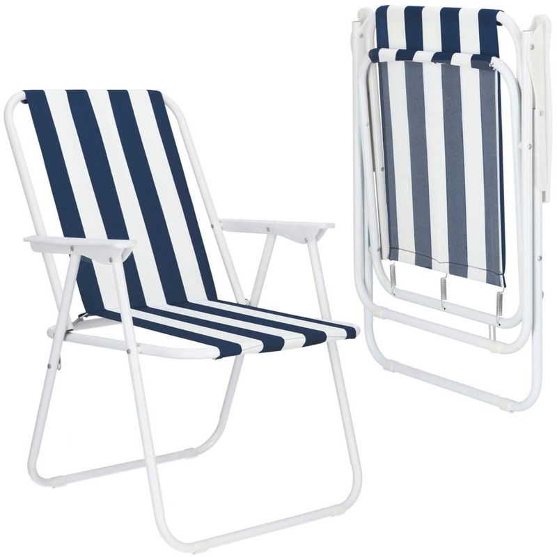 Casa si Gradina - Gradina si terasa - Mobilier exterior - Scaune si sezlonguri gradina - Scaun de plaja Sersimo GC050, pliabil, 100kg, 52x74cm, alb albastru - Infinity.ro