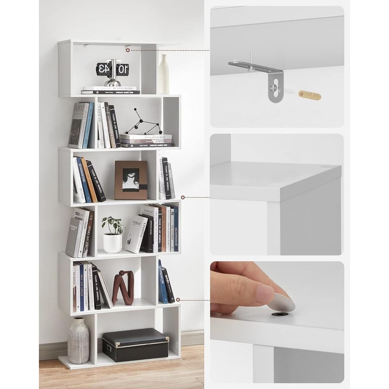 Casa si Gradina - Mobilier - Biblioteci si rafturi - Biblioteci - Biblioteca, raft cu 6 unitati de depozitare, pentru living, din lemn, 24x190x70cm, alb - Infinity.ro