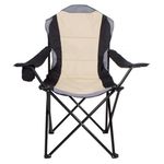 Casa si Gradina - Gradina si terasa - Mobilier exterior - Scaune si sezlonguri gradina - Scaun pliabil camping sau pescuit Premium, cu suport pahar, crem si negru - Infinity.ro