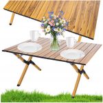 Casa si Gradina - Gradina si terasa - Mobilier exterior - Seturi mobila gradina - Masa pentru camping cu sistem de pliere rapida, cadru metalic, 90x60x44cm, maro - Infinity.ro