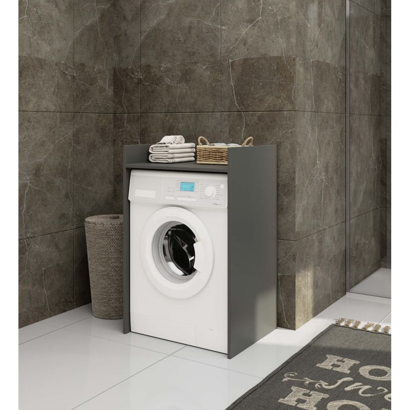 Casa si Gradina - Mobilier - Mobilier baie - Corpuri baie - Masca pentru masina de spalat cu polita, PAL laminat, 64x50x98 cm, gri grafit - Infinity.ro