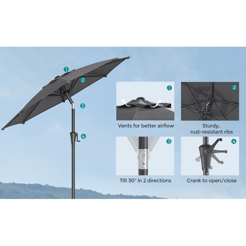 Casa si Gradina - Gradina si terasa - Umbrele si pavilioane - Umbrele - Umbrela de gradina, cu manivela pentru deschidere, sistem inclinare, 200cm, gri - Infinity.ro