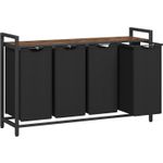 Market - Spalare si intretinere rufe - Uscatoare de rufe si accesorii - Cos rufe 4x40L, saci detasabili, raft superior si cadru metalic, 116x33x72 cm, maro si negru - Infinity.ro
