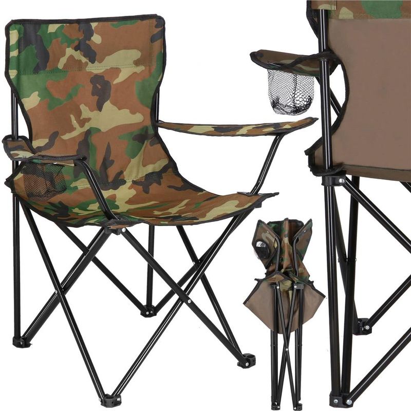 Casa si Gradina - Gradina si terasa - Mobilier exterior - Seturi mobila gradina - Scaun pliabil camping sau pescuit, suport pahar, 80x40x45cm, camuflaj - Infinity.ro
