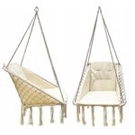 Casa si Gradina - Gradina si terasa - Balansoare si hamace - Balansoare - Scaun patrat tip leagan suspendat cu perna pentru casa sau gradina, 60x65x115cm, bej - Infinity.ro