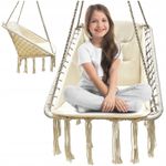 Casa si Gradina - Gradina si terasa - Balansoare si hamace - Balansoare - Scaun patrat tip leagan suspendat cu perna pentru casa sau gradina, 60x65x115cm, bej - Infinity.ro