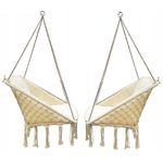 Casa si Gradina - Gradina si terasa - Balansoare si hamace - Balansoare - Scaun patrat tip leagan suspendat cu perna pentru casa sau gradina, 60x65x115cm, bej - Infinity.ro