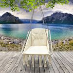 Casa si Gradina - Gradina si terasa - Balansoare si hamace - Balansoare - Scaun patrat tip leagan suspendat cu perna pentru casa sau gradina, 60x65x115cm, bej - Infinity.ro