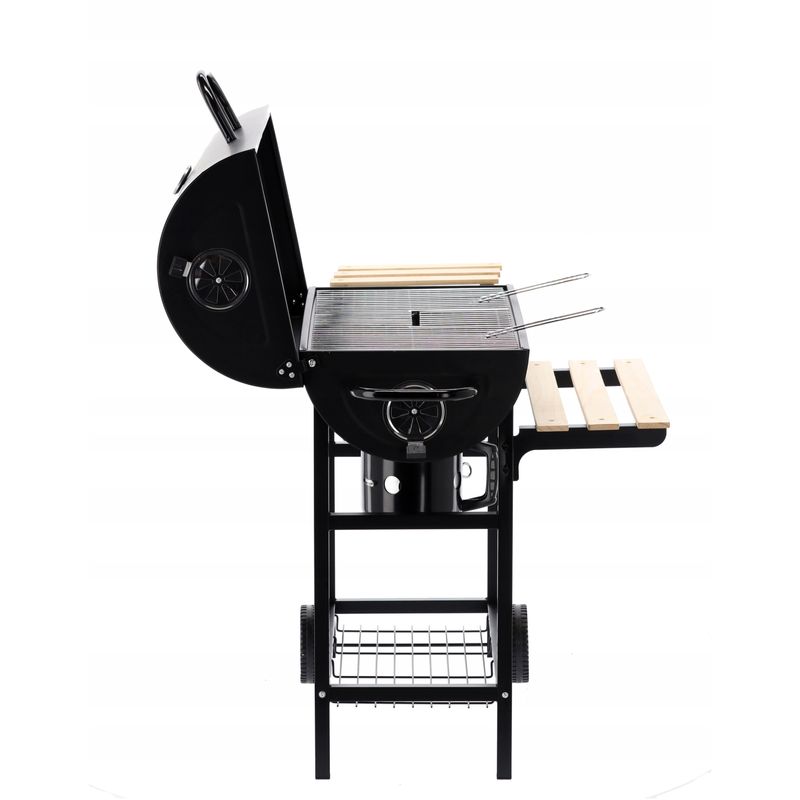 Casa si Gradina - Gradina si terasa - Gratare si accesorii - Gratare de gradina - Gratar dreptunghiular pe carbuni, cu 2 suporti laterali si termometru capac, 101x70x94cm - Infinity.ro