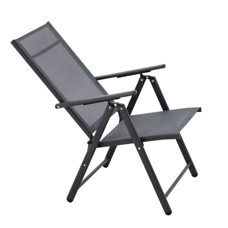 Casa si Gradina - Gradina si terasa - Mobilier exterior - Seturi mobila gradina - Scaun metalic de gradina, pliant, cu spatar reglabil, din otel, 60x58x100cm, gri - Infinity.ro