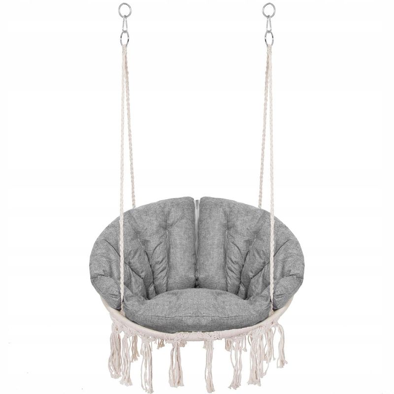 Casa si Gradina - Gradina si terasa - Balansoare si hamace - Balansoare - Scaun rotund Sersimo tip leagan suspendat cu perna Confort Plus casa sau gradina, bej - Infinity.ro