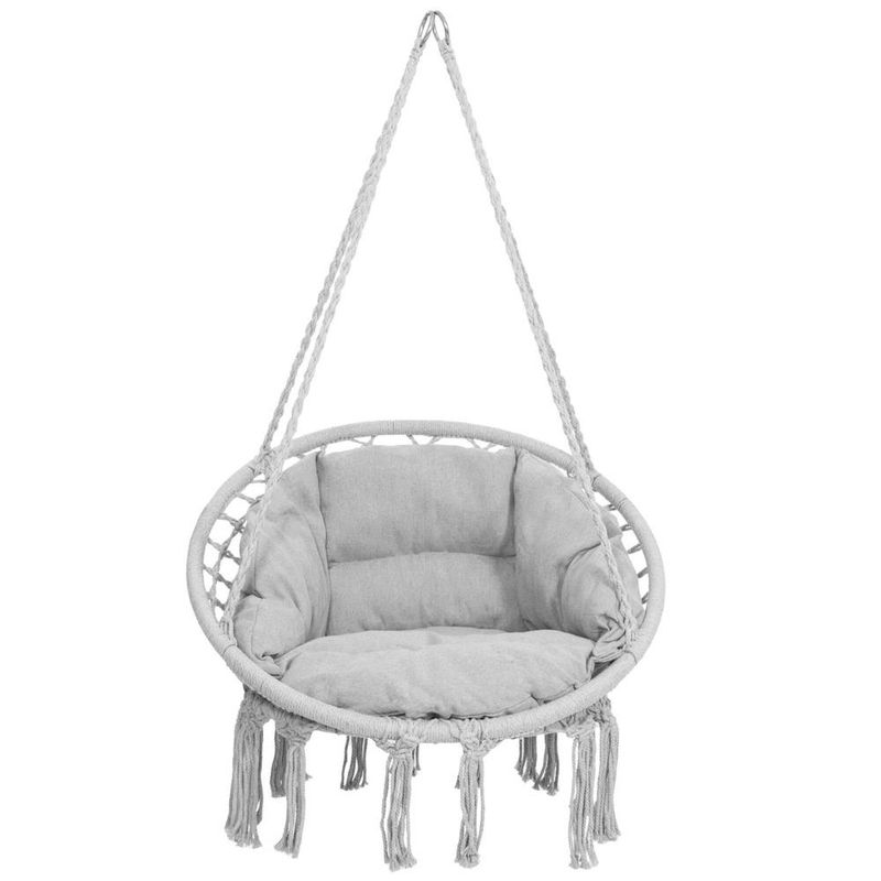 Casa si Gradina - Gradina si terasa - Balansoare si hamace - Balansoare - Scaun rotund Sersimo tip leagan suspendat cu perna Confort Plus casa sau gradina, gri - Infinity.ro