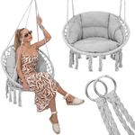 Casa si Gradina - Gradina si terasa - Balansoare si hamace - Balansoare - Scaun rotund Sersimo tip leagan suspendat cu perna Confort Plus casa sau gradina, gri - Infinity.ro