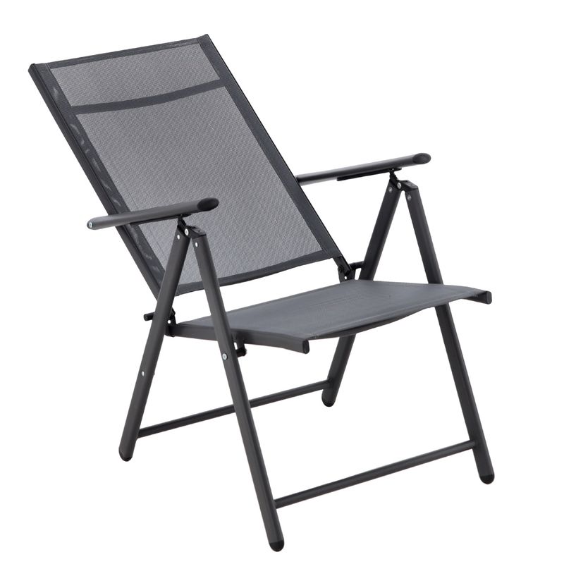 Casa si Gradina - Gradina si terasa - Mobilier exterior - Seturi mobila gradina - Scaun metalic de gradina, pliant, cu spatar reglabil, din otel, 60x58x100cm, gri - Infinity.ro