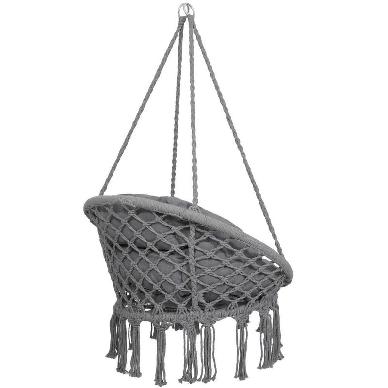 Casa si Gradina - Gradina si terasa - Balansoare si hamace - Balansoare - Scaun rotund Sersimo tip leagan suspendat cu perna Confort Plus casa sau gradina, gri inchis - Infinity.ro