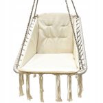 Casa si Gradina - Gradina si terasa - Balansoare si hamace - Balansoare - Scaun patrat tip leagan suspendat cu perna pentru casa sau gradina, 60x65x115cm, bej - Infinity.ro