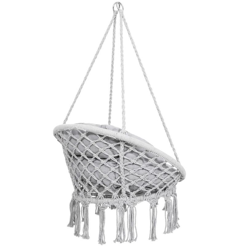 Casa si Gradina - Gradina si terasa - Balansoare si hamace - Balansoare - Scaun rotund Sersimo tip leagan suspendat cu perna Confort Plus casa sau gradina, gri - Infinity.ro