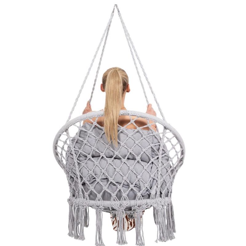 Casa si Gradina - Gradina si terasa - Balansoare si hamace - Balansoare - Scaun rotund Sersimo tip leagan suspendat cu perna Confort Plus casa sau gradina, gri - Infinity.ro